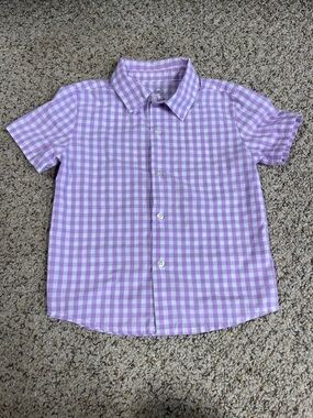 🍀6/$20 wonder nation Lavender Gingham Short-Sleeve Button-Down Shirt